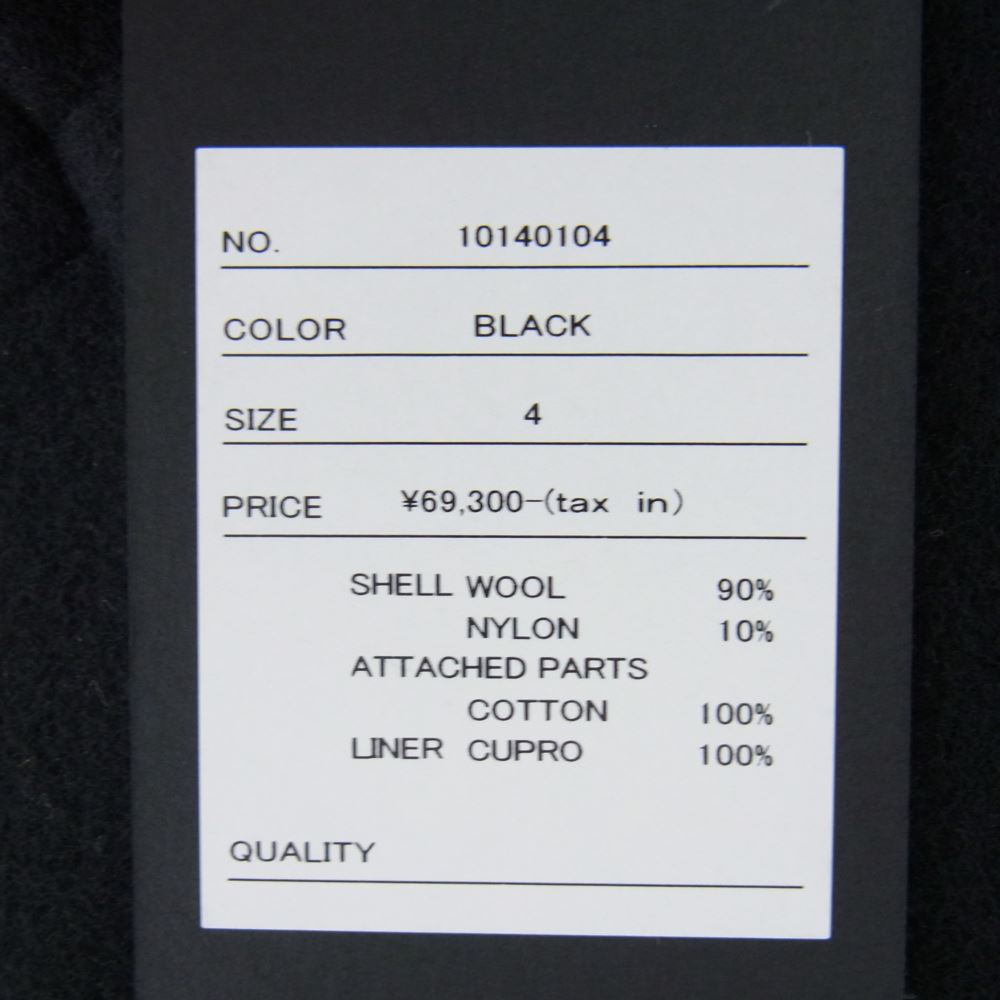 ユハ 21AW 10140104 OVERSIZED PONCHO COAT オーバーサイズ ポンチョ コート ブラック ブラック系 4【新古品】【未使用】【中古】