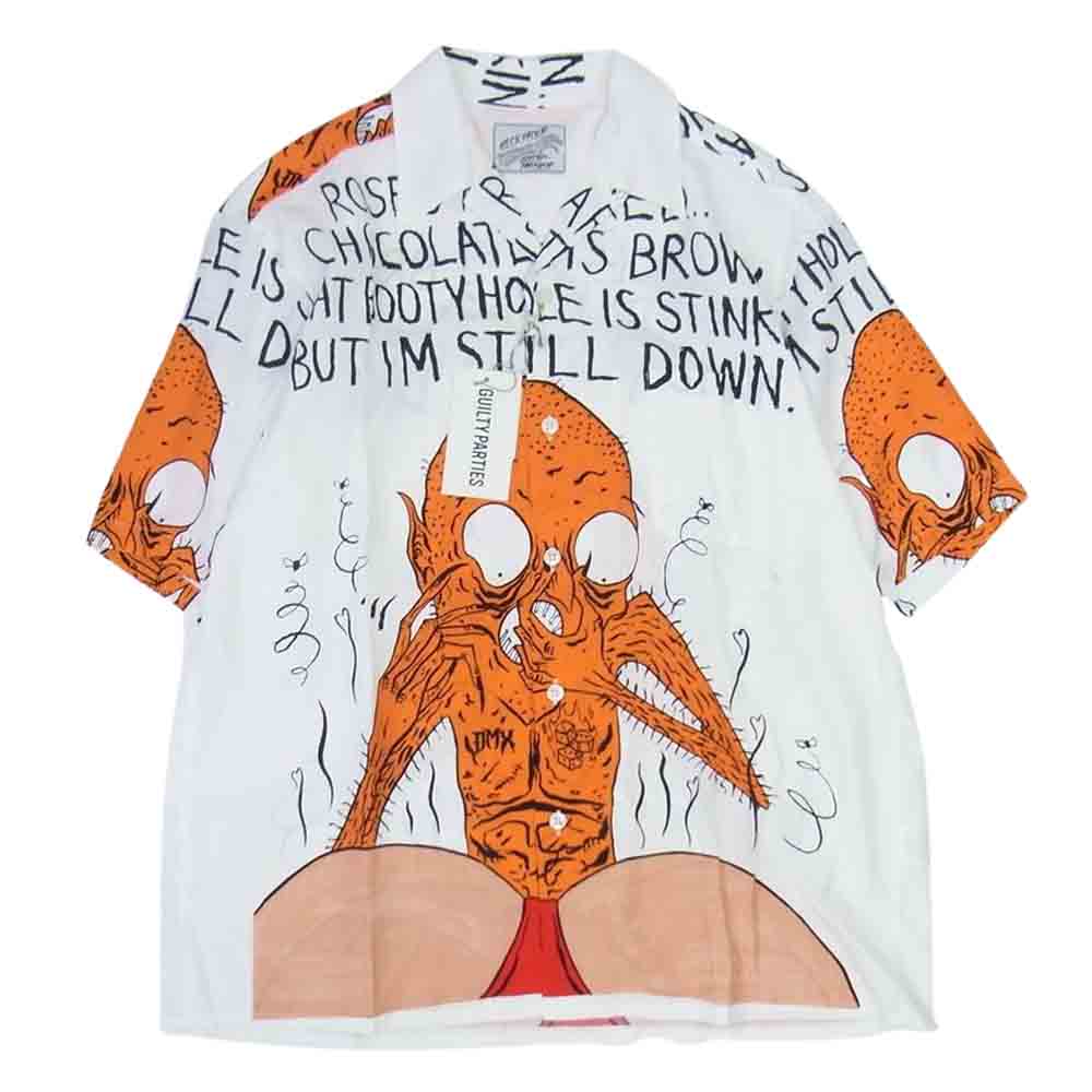 WACKO MARIA ワコマリア 21AW NECKFACE-WM-HI13-A NECK FACE HAWAIIAN SHIRT TYPE 4 ハワイアン レーヨン アロハ 半袖 シャツ ホワイト系 L【新古品】【未使用】【中古】