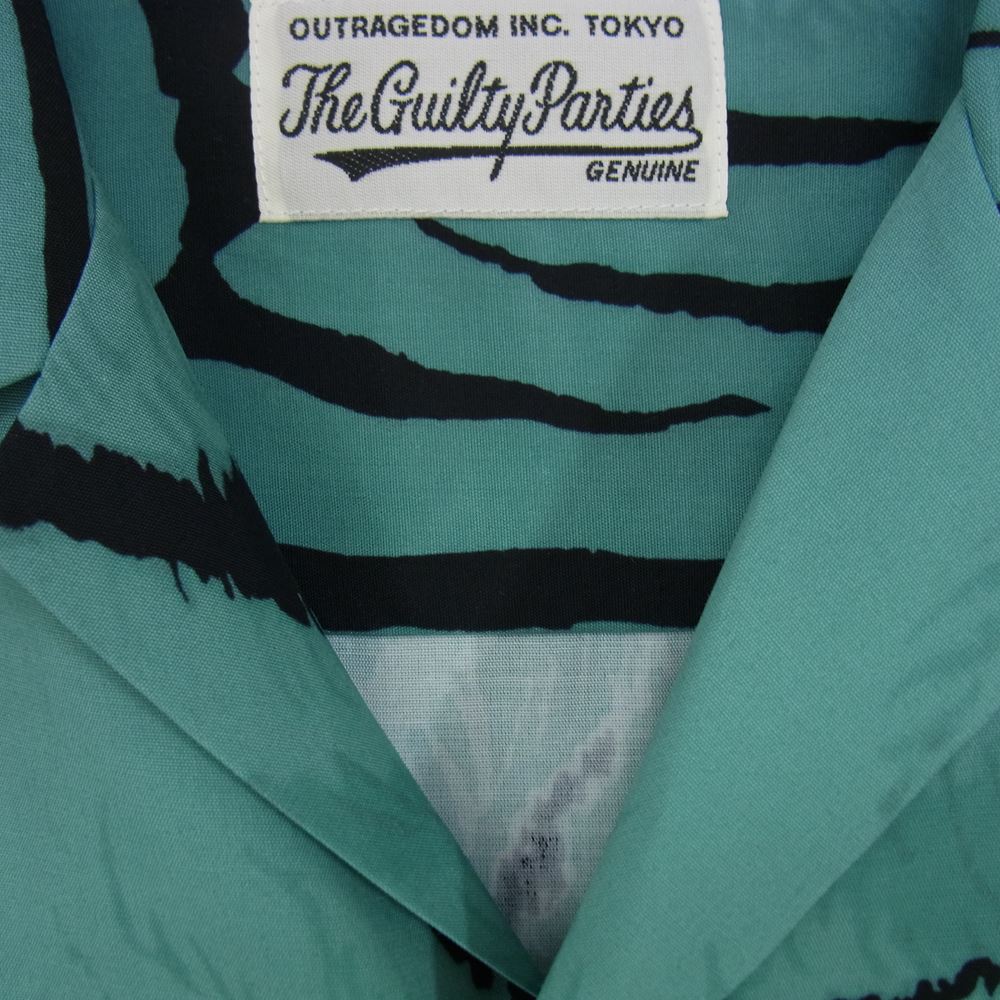WACKO MARIA ワコマリア 22SS TIMLEHI-WM-HI26 TIM LEHI ティム リーハイ S/S HAWAIIAN SHIRT ハワイアン 虎 総柄 レーヨン アロハ 半袖 シャツ グリーン系 L【新古品】【未使用】【中古】