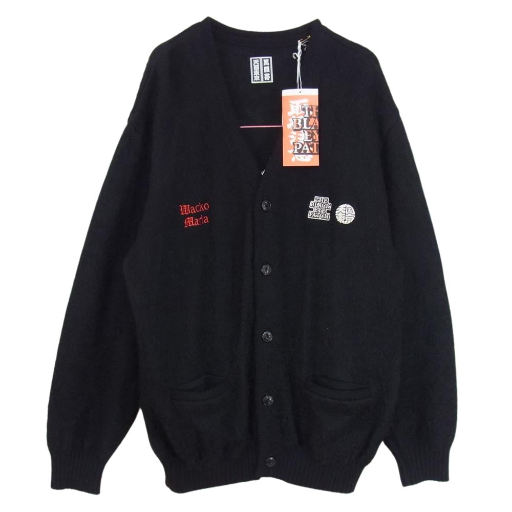 WACKO MARIA ワコマリア 22AW BEP-WM-KN01 × BlackEyePatch ブラックアイパッチ MOHAIR CARDIGAN モヘア ロゴ カーディガン ブラック系 XL【新古品】【未使用】【中古】