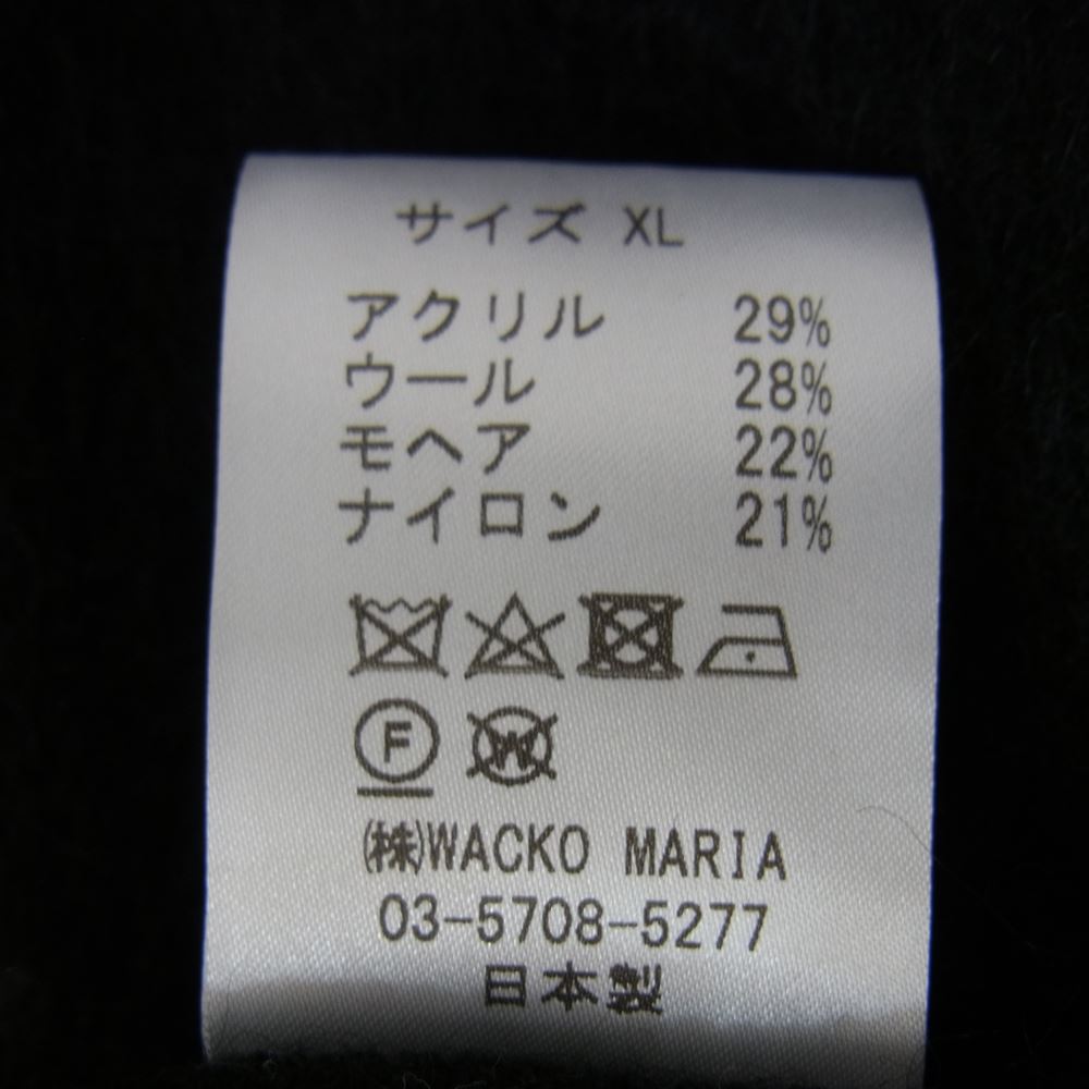 WACKO MARIA ワコマリア 22AW BEP-WM-KN01 × BlackEyePatch ブラックアイパッチ MOHAIR CARDIGAN モヘア ロゴ カーディガン ブラック系 XL【新古品】【未使用】【中古】