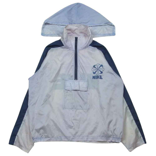 NIKE ナイキ アメリカ製 ヴィンテージ 70s前期 オレンジタグ 風車ロゴ ゴツナイキフード付き ウィンドブレーカー アノラック パーカー ナイロン ジャケット ネイビー系 ライトパープル系【中古】