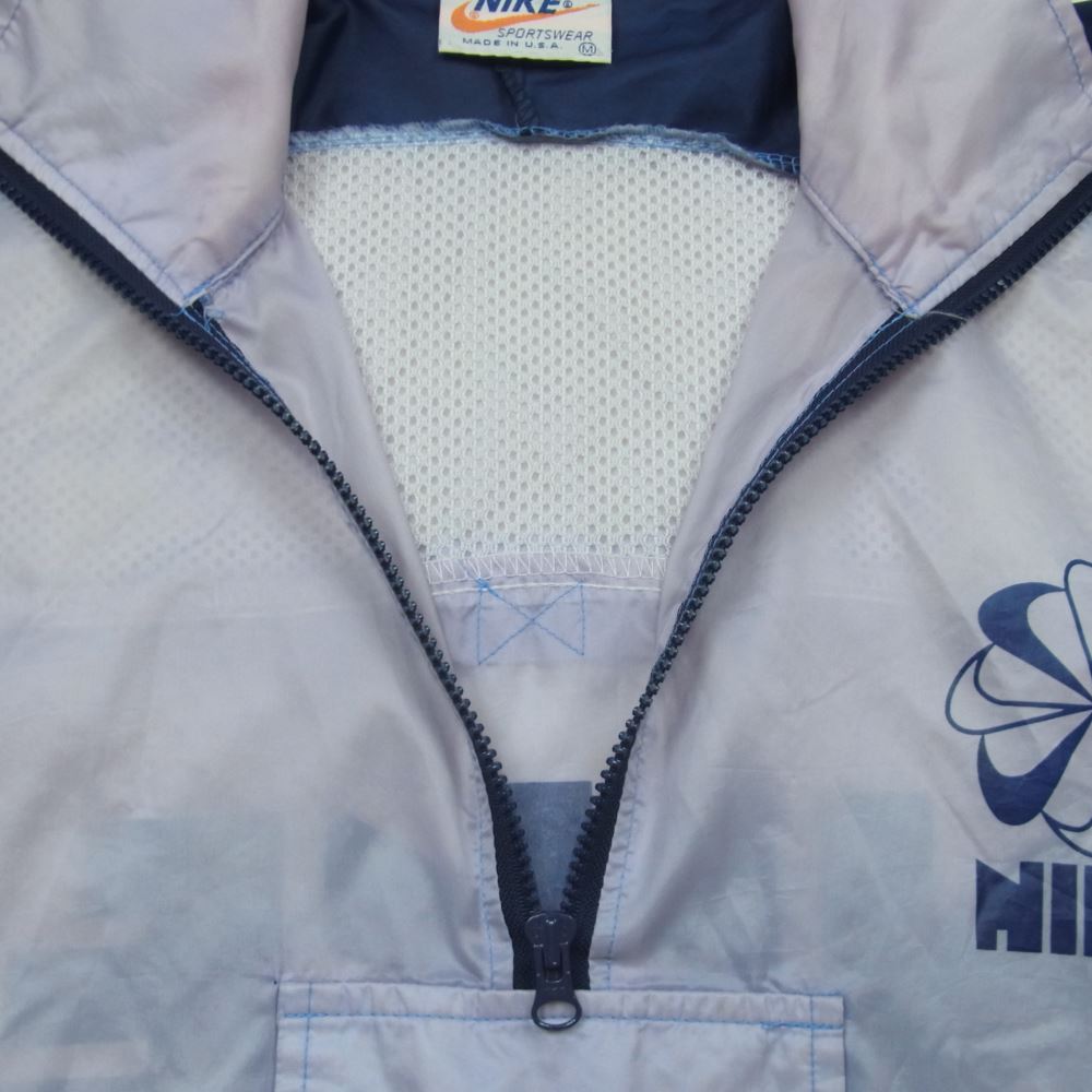 NIKE ナイキ アメリカ製 ヴィンテージ 70s前期 オレンジタグ 風車ロゴ ゴツナイキフード付き ウィンドブレーカー アノラック パーカー ナイロン ジャケット ネイビー系 ライトパープル系【中古】