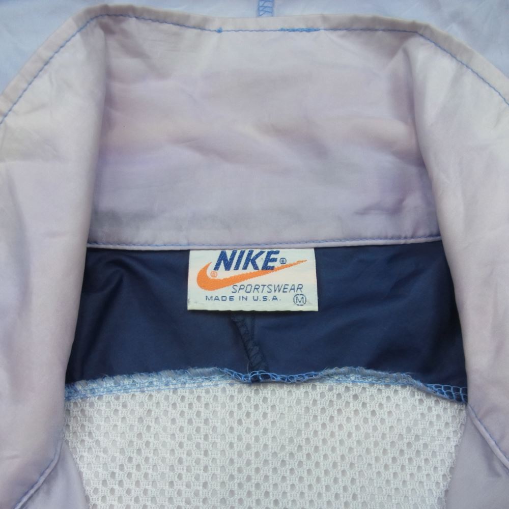 NIKE ナイキ アメリカ製 ヴィンテージ 70s前期 オレンジタグ 風車ロゴ ゴツナイキフード付き ウィンドブレーカー アノラック パーカー ナイロン ジャケット ネイビー系 ライトパープル系【中古】