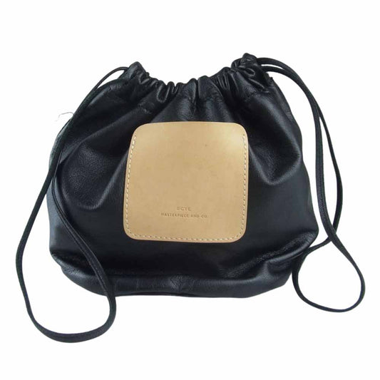 Scye サイ SOFT LEATHER DRAWSTRING BAG レザー 巾着 バッグ ブラック系【中古】