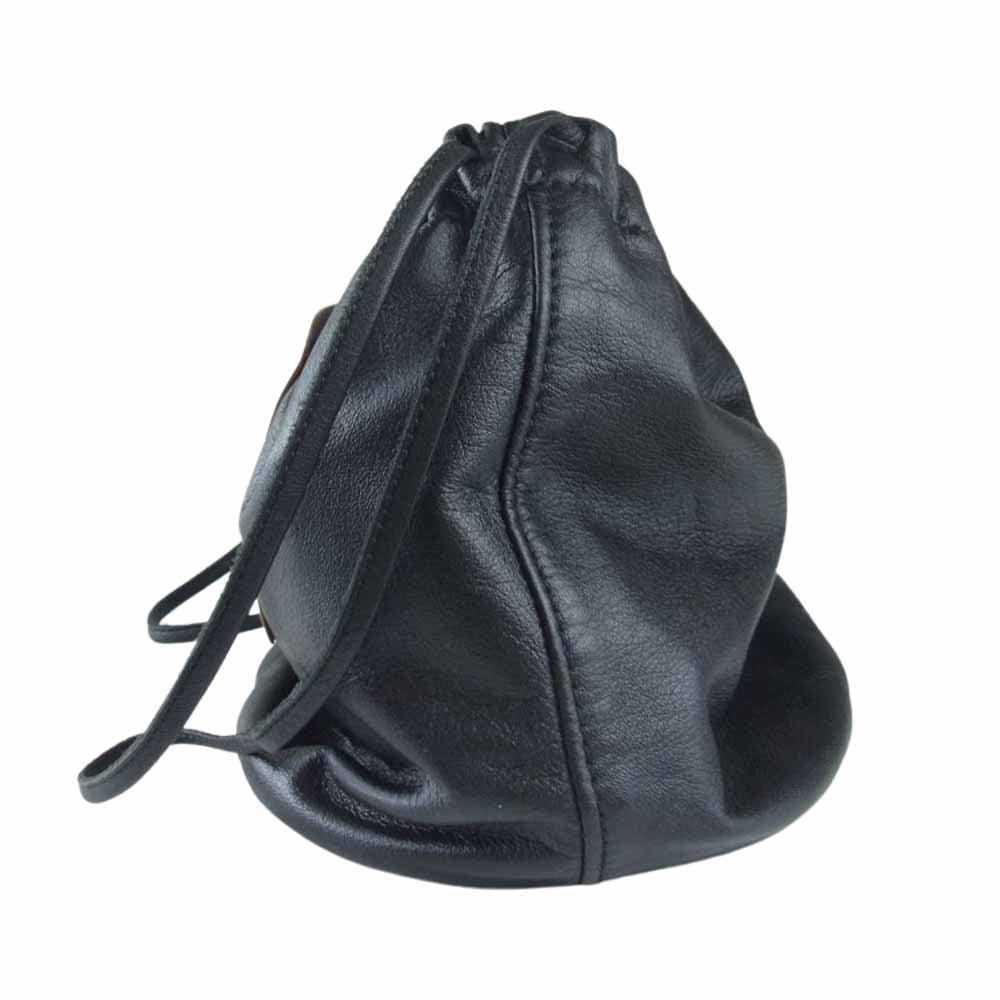 Scye サイ SOFT LEATHER DRAWSTRING BAG レザー 巾着 バッグ ブラック系【中古】