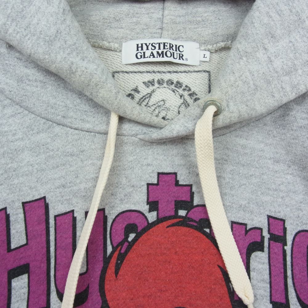 HYSTERIC GLAMOUR ヒステリックグラマー 0243CF15 WOODPECKER ウッドペッカー プリント プルオーバーパーカー フーディ グレー系 L【中古】