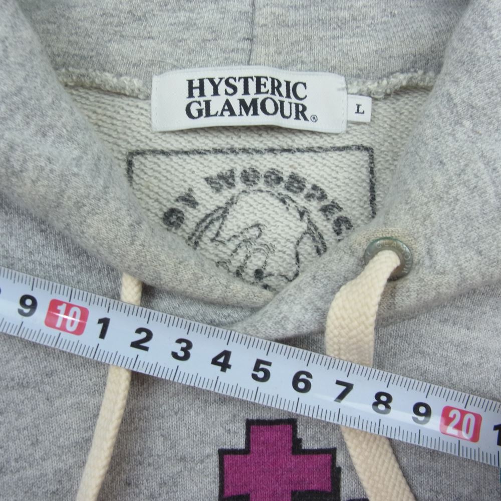 HYSTERIC GLAMOUR ヒステリックグラマー 0243CF15 WOODPECKER ウッドペッカー プリント プルオーバーパーカー フーディ グレー系 L【中古】