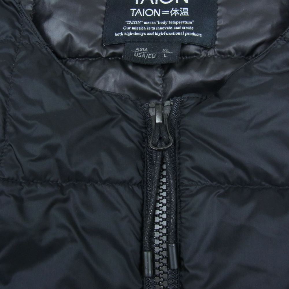 タイオン 体温 フルジップ 長袖 インナーダウン ブラック系 XL【中古】