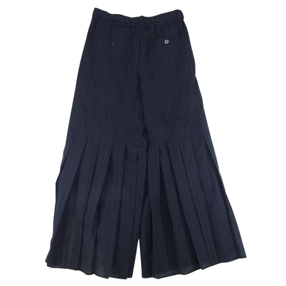 Sacai サカイ 23SS 23-06543 Pleated Pants ストライプ プリーツ サイドライン ワイド スラックスパンツ ブラック系  2【美品】【中古】