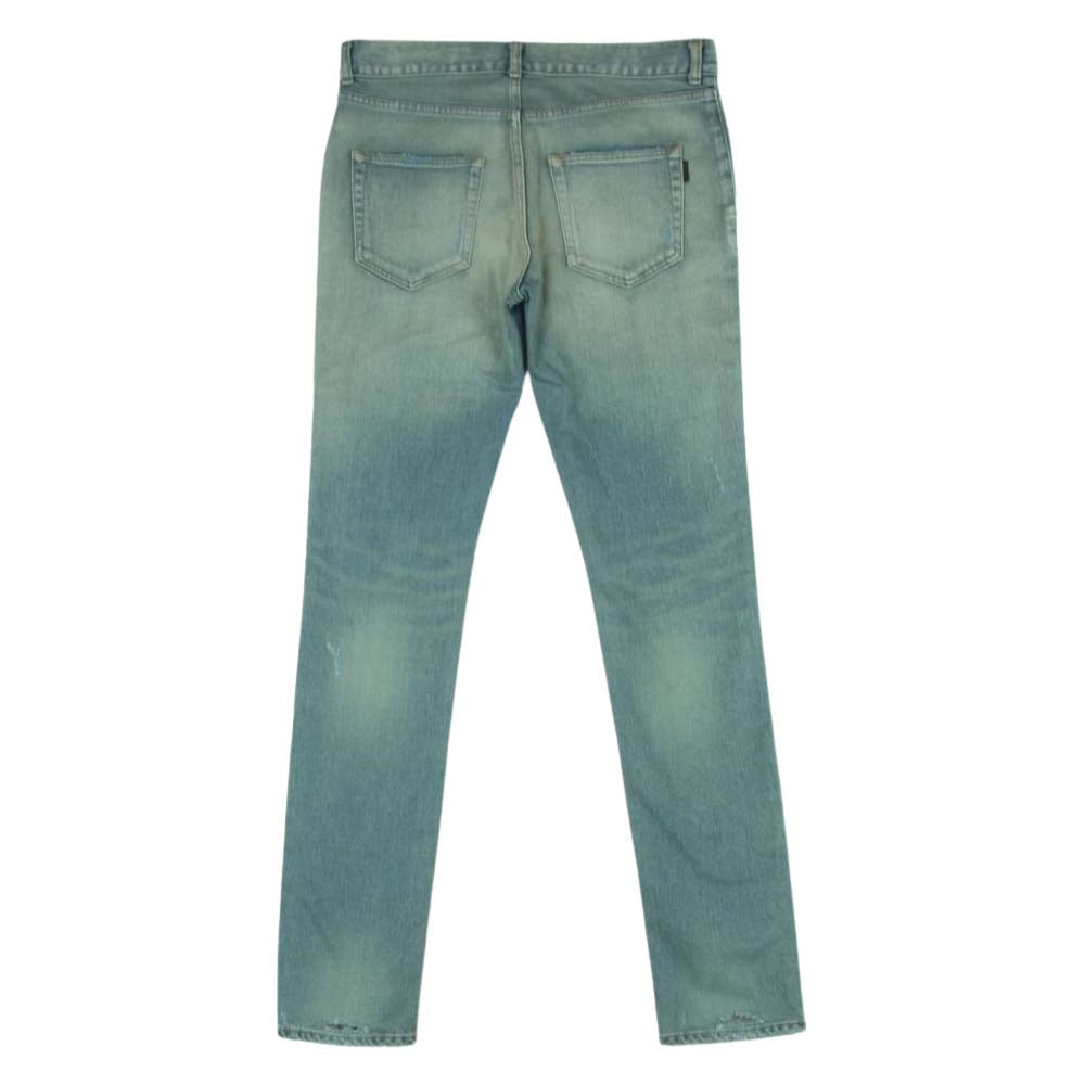 SAINT LAURENT サンローラン 17AW 476095 デストロイ加工 クラッシュ ダメージ スキニー デニム パンツ インディゴブルー系 30【美品】【中古】