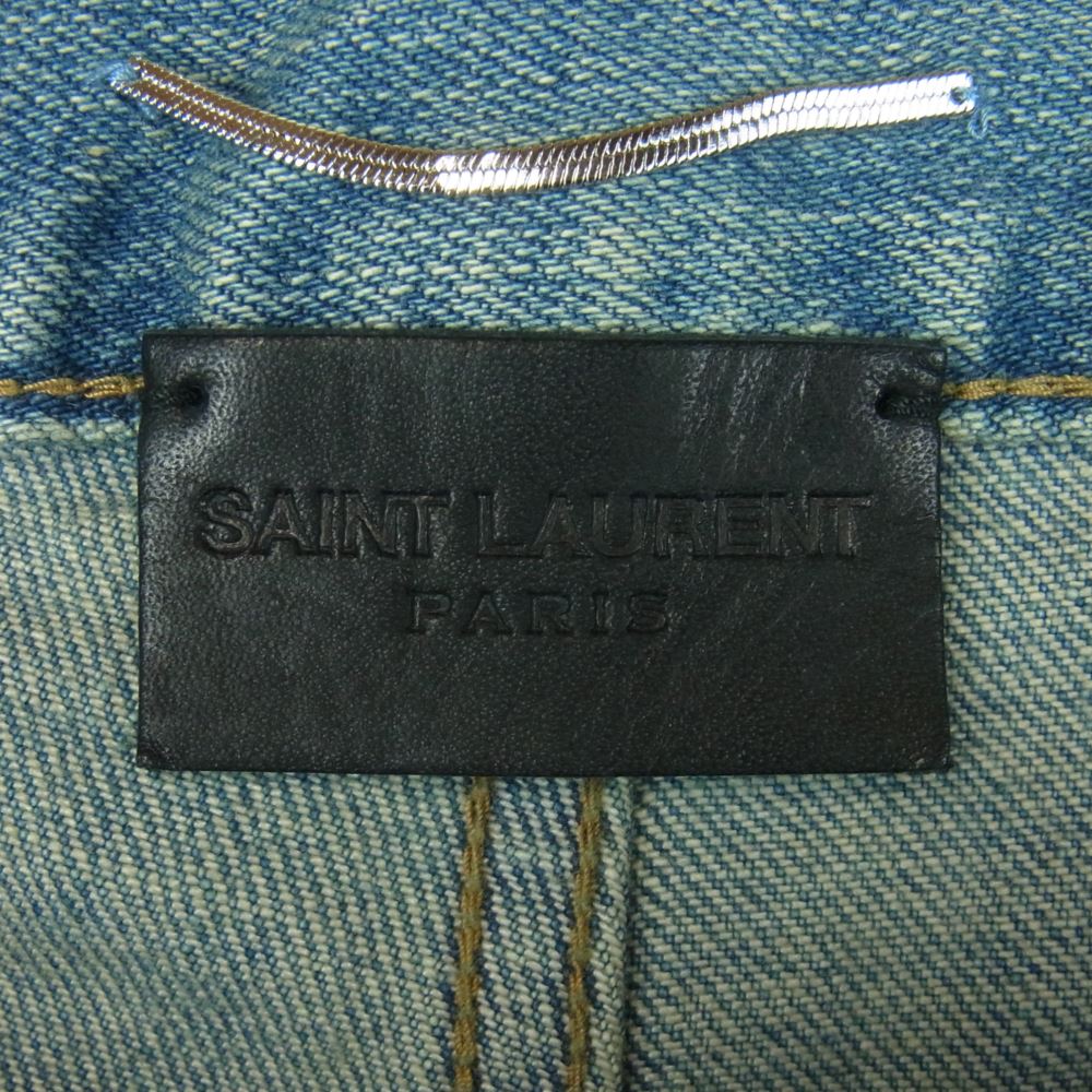 SAINT LAURENT サンローラン 17AW 476095 デストロイ加工 クラッシュ ダメージ スキニー デニム パンツ インディゴブルー系 30【美品】【中古】