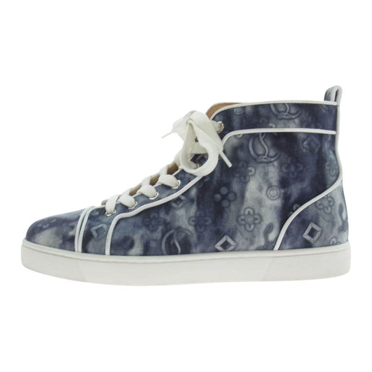 Christian Louboutin クリスチャンルブタン タイダイ染め デニム ハイカット スニーカー  ブルー系 39.5【中古】