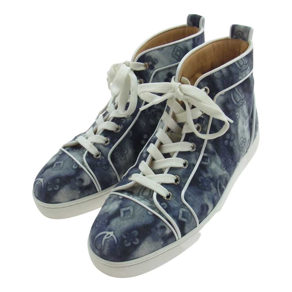 Christian Louboutin クリスチャンルブタン タイダイ染め デニム ハイカット スニーカー  ブルー系 39.5【中古】