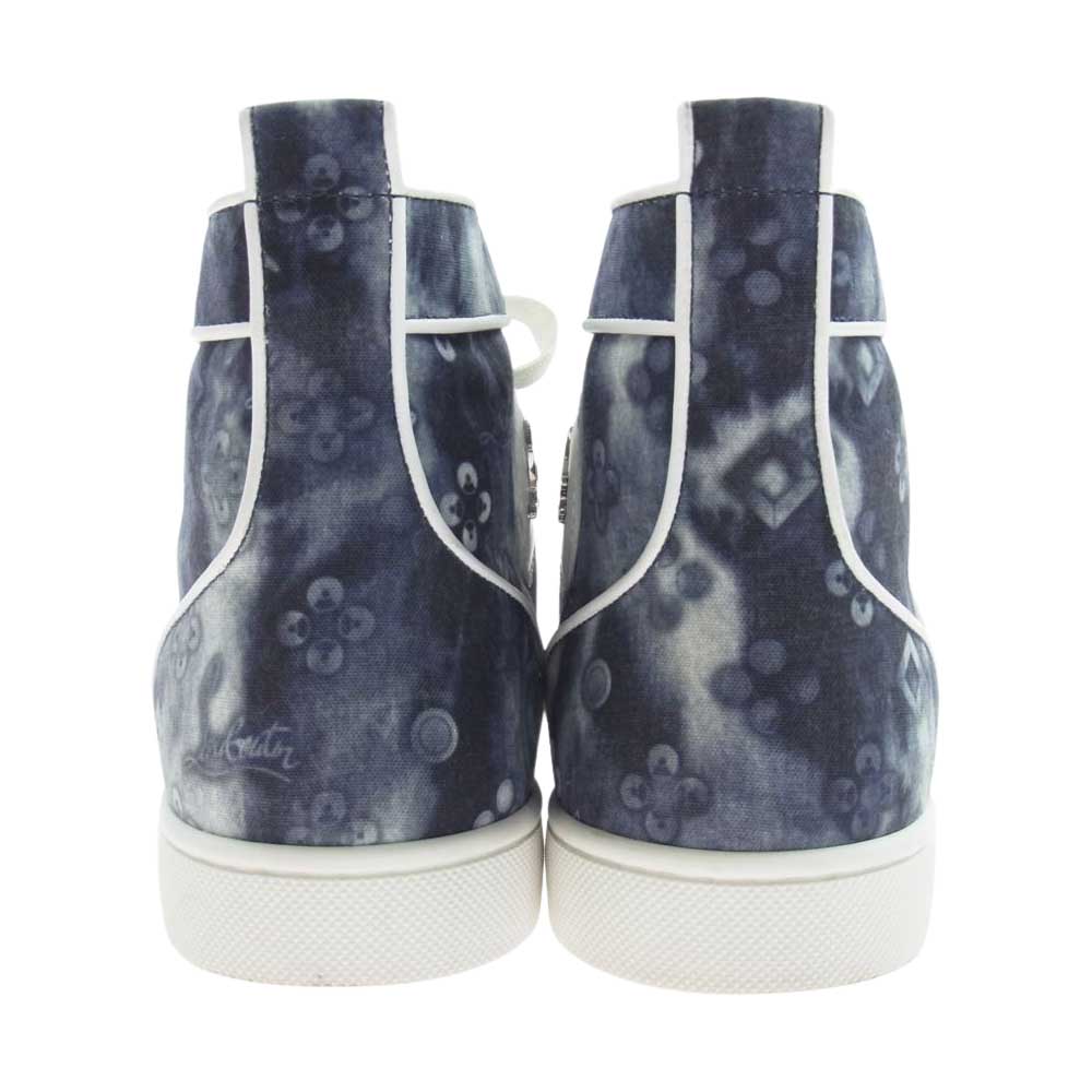 Christian Louboutin クリスチャンルブタン タイダイ染め デニム ハイカット スニーカー  ブルー系 39.5【中古】