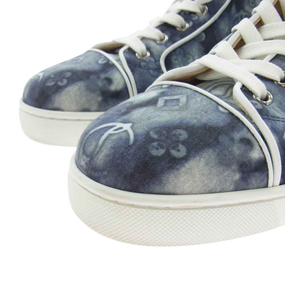 Christian Louboutin クリスチャンルブタン タイダイ染め デニム ハイカット スニーカー  ブルー系 39.5【中古】