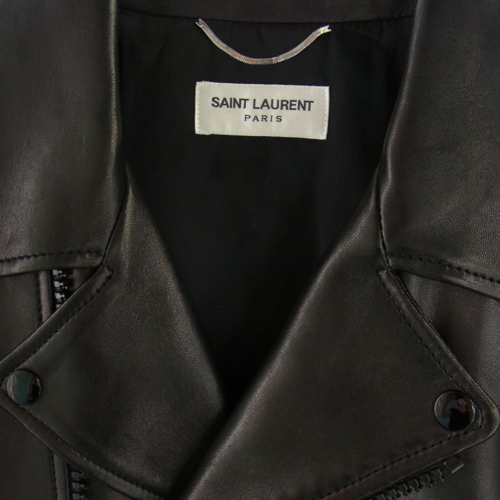 SAINT LAURENT サンローラン 397291 中綿入り ラムレザー ダブル ライダース ジャケット ブラック系 46【美品】【中古】