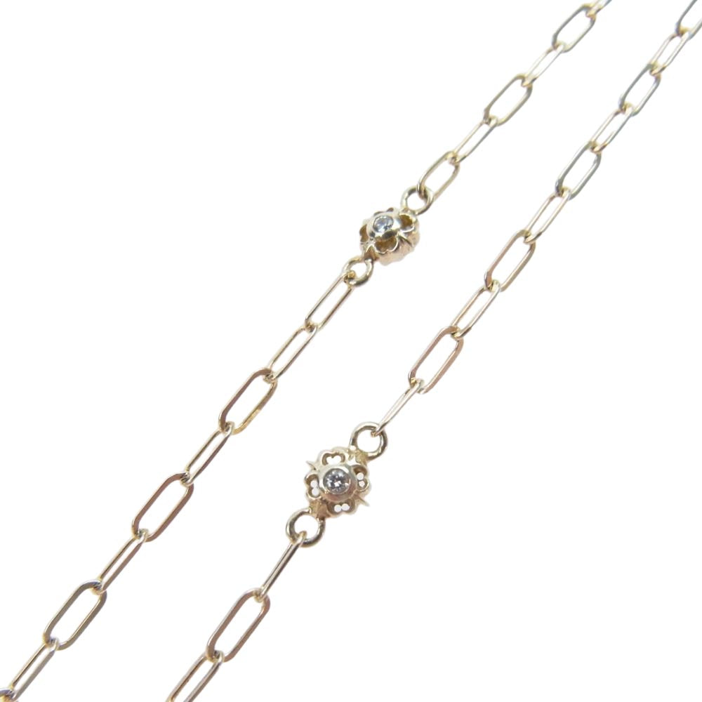 LEATHERS AND TREASURES レザーズアンドトレジャーズ ギャランティ付属 K18 ミニマムクロスビーズ ダイヤモンド チェーン ネックレス ゴールド系【中古】