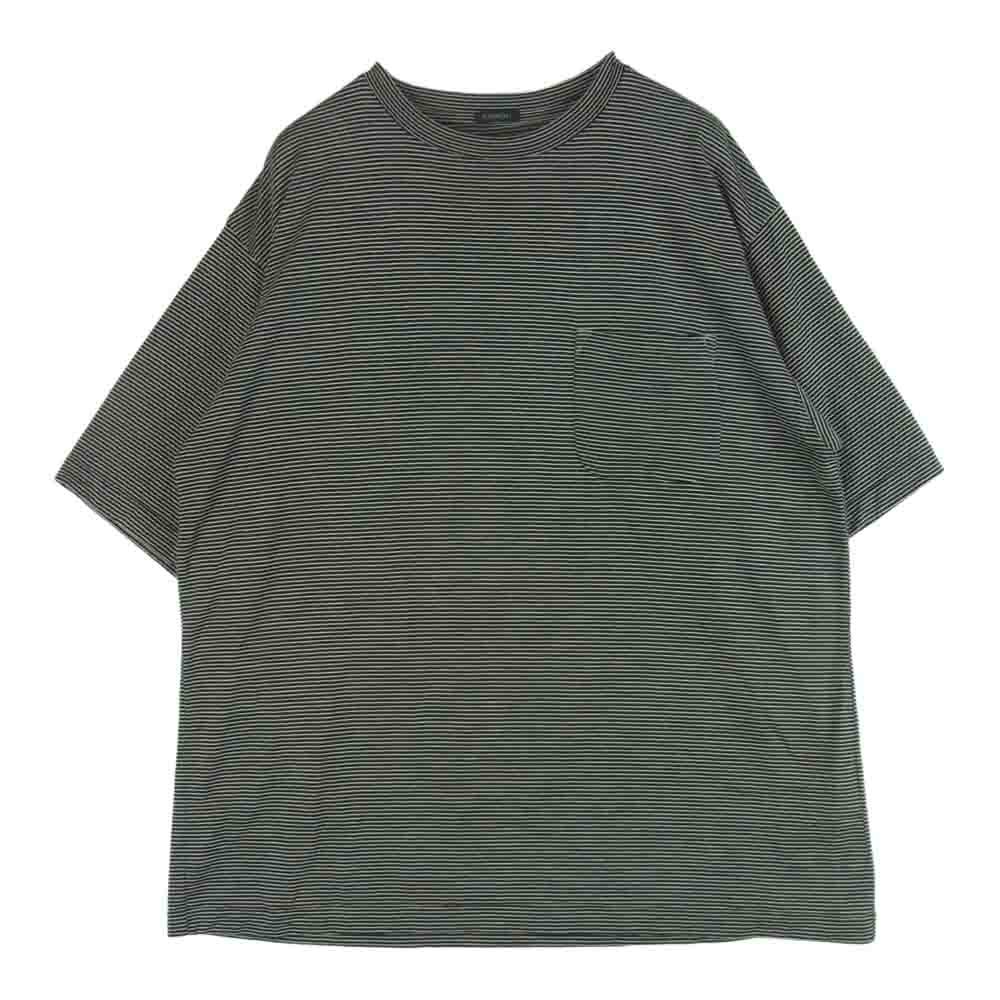 COMOLI コモリ 23SS X01-05013 サマーウール 天竺 ボーダー 半袖 Tシャツ ブラック系 オフホワイト系 2【中古】