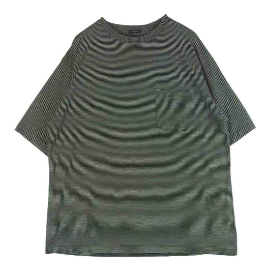 COMOLI コモリ 23SS X01-05013 サマーウール 天竺 ボーダー 半袖 Tシャツ ブラック系 オフホワイト系 2【中古】