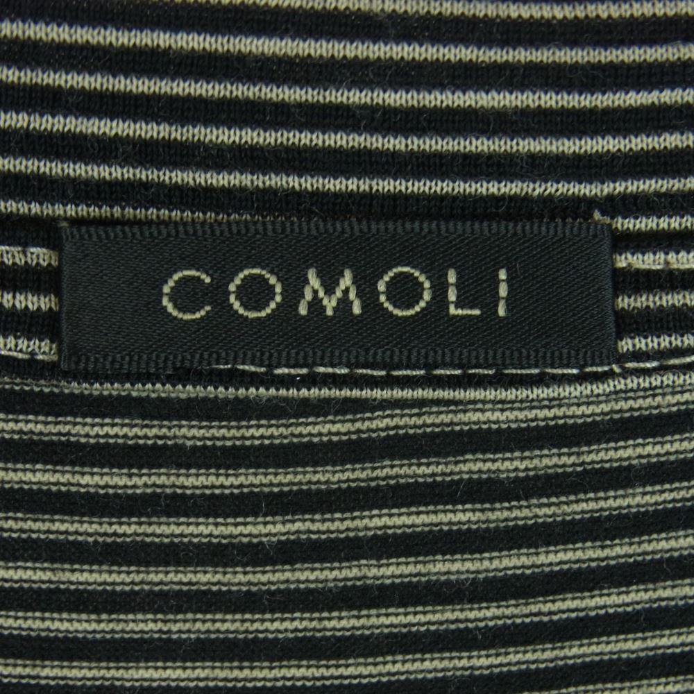 COMOLI コモリ 23SS X01-05013 サマーウール 天竺 ボーダー 半袖 Tシャツ ブラック系 オフホワイト系 2【中古】
