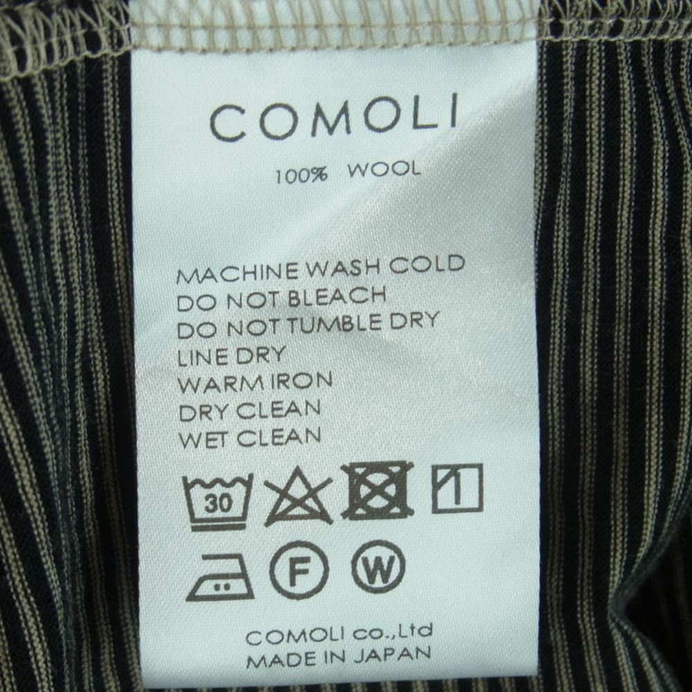 COMOLI コモリ 23SS X01-05013 サマーウール 天竺 ボーダー 半袖 Tシャツ ブラック系 オフホワイト系 2【中古】
