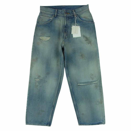 アンセルム 23AW ANC-PT03-B SELVEDGE TAPERED 5P DENIM PANTS セルビッジ テーパード ダメージ デニム パンツ インディゴブルー系 1【新古品】【未使用】【中古】