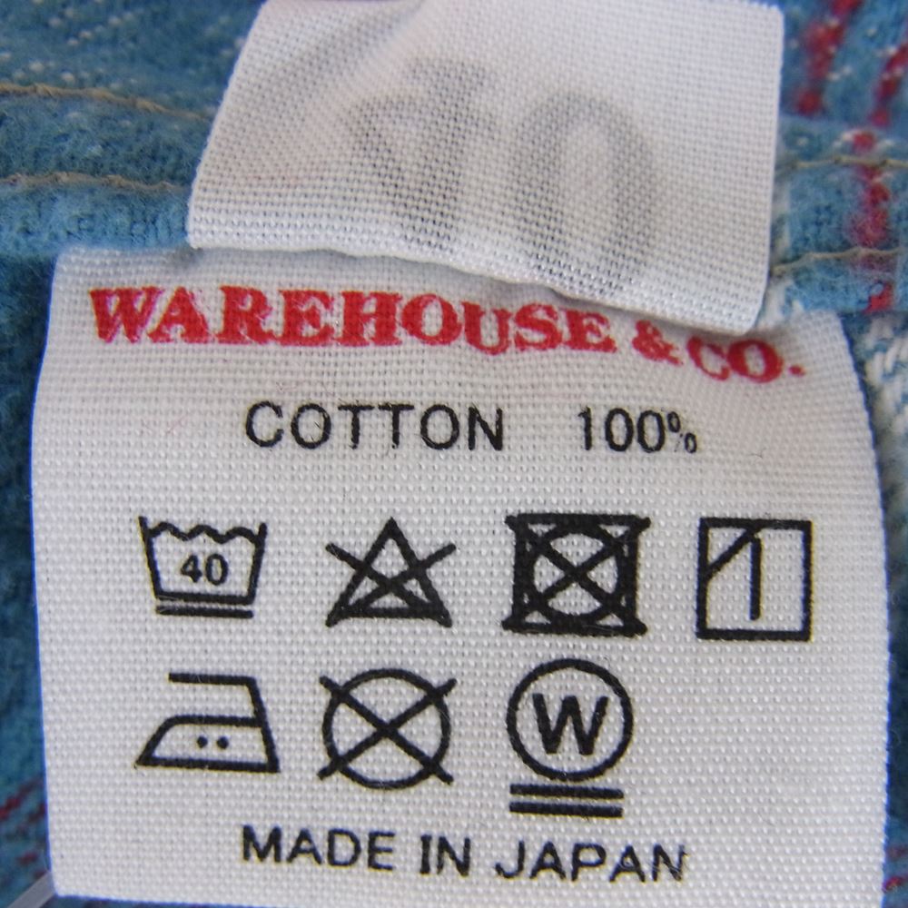 WAREHOUSE ウエアハウス Lot JG-06 × John Gluckow ジョングラッコ― 1940s Storm Shirt NON WASH ノンウォッシュ チェック シャツ ライトブルー系 マルチカラー系 40【中古】