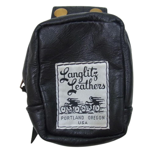 LANGLITZ LEATHERS ラングリッツレザーズ レザー ハンディ ベルト バッグ タイプA ベルト ポーチ ブラック系【中古】