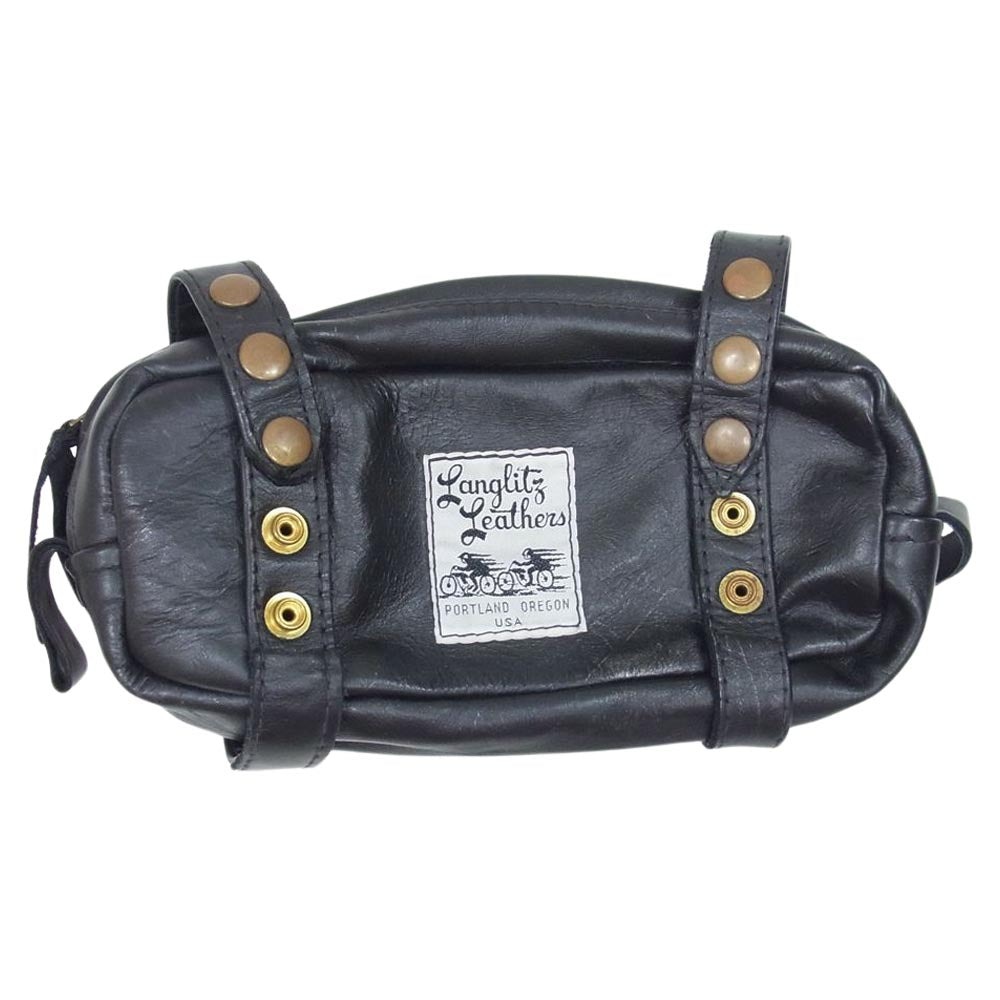 LANGLITZ LEATHERS ラングリッツレザーズ Touring Bag Double Strap ツーリング バッグ ダブルストラップ レザー ツールバッグ ポーチ ブラック系【中古】