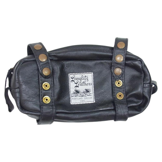LANGLITZ LEATHERS ラングリッツレザーズ Touring Bag Double Strap ツーリング バッグ ダブルストラップ レザー ツールバッグ ポーチ ブラック系【中古】