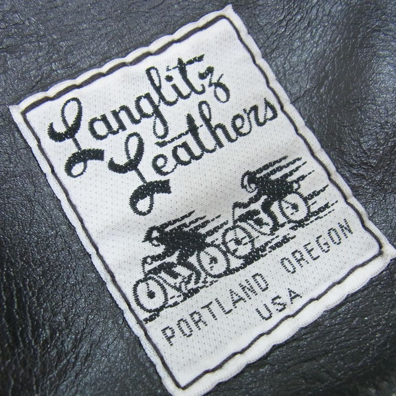 LANGLITZ LEATHERS ラングリッツレザーズ Touring Bag Double Strap ツーリング バッグ ダブルストラップ レザー ツールバッグ ポーチ ブラック系【中古】