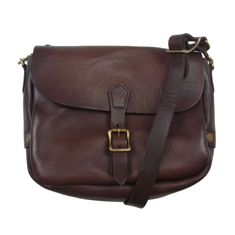 ヴァスコ LEATHER POSTMAN SHOULDER BAG SMALL U.S.MAIL. 刻印あり ポストマン レザー ショルダー バッグ ブラウン系【中古】