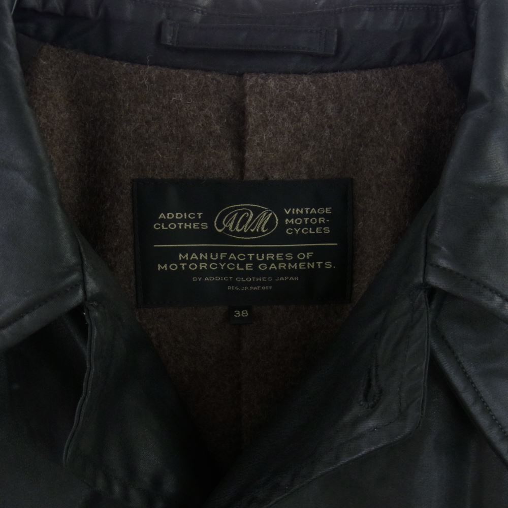 ADDICT CLOTHES アディクトクローズ ACV-WX05 WAXED COTTON SINGLE DISPATCH COAT ワックス オイルド コットン シングル コート ブラック系 38【中古】