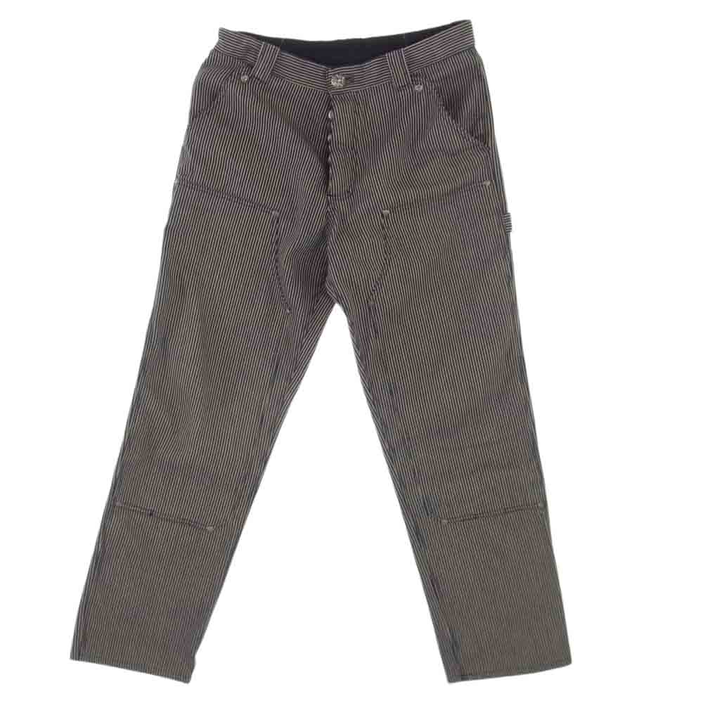 CHROME HEARTS クロムハーツ（原本無） CARPENTER CNVS カーペンター ヒッコリー ロング パンツ ネイビー系 ライトベージュ 32【中古】
