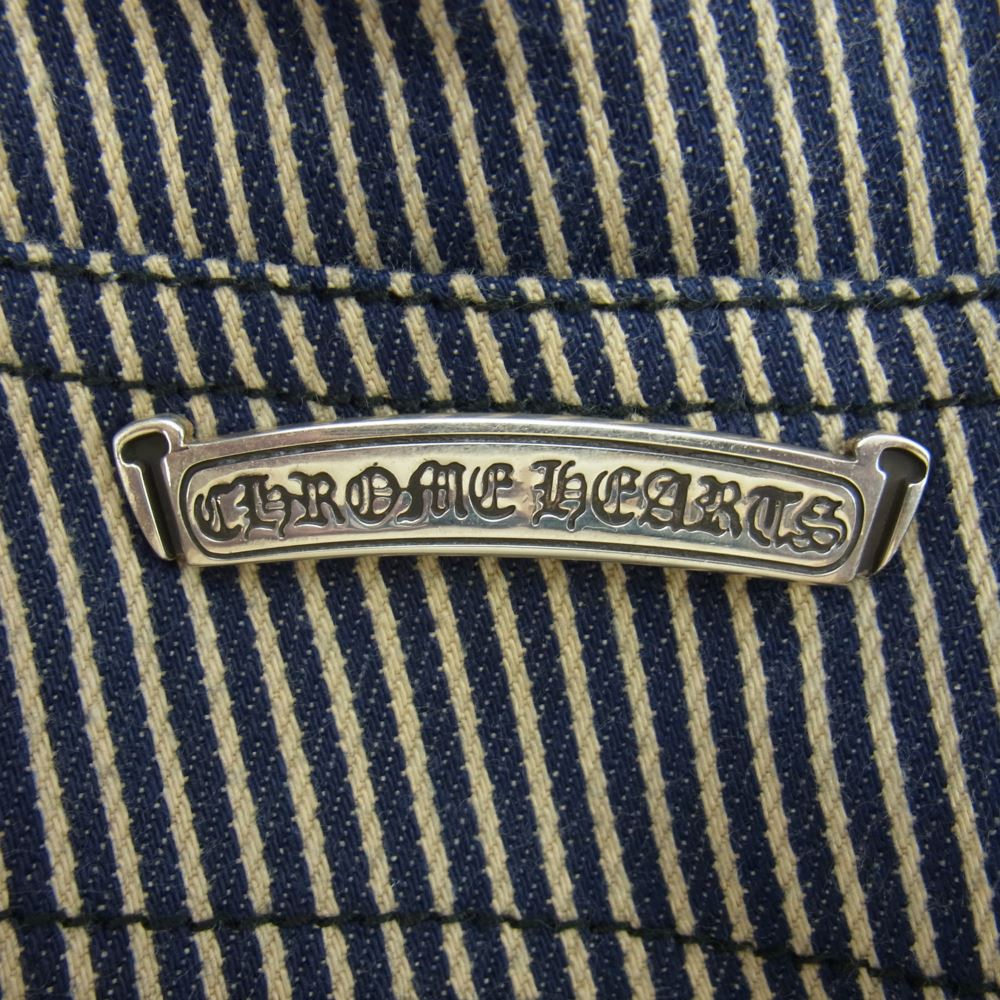 CHROME HEARTS クロムハーツ（原本無） CARPENTER CNVS カーペンター ヒッコリー ロング パンツ ネイビー系 ライトベージュ 32【中古】