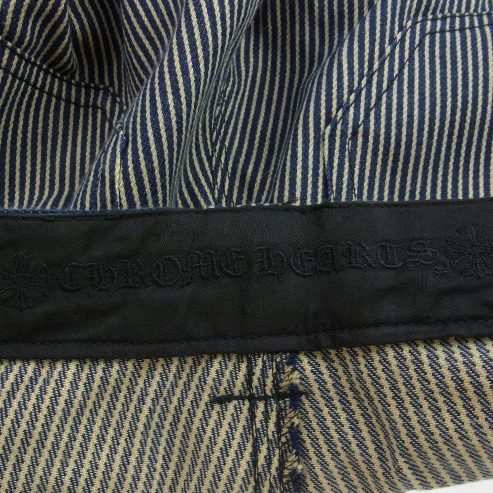 CHROME HEARTS クロムハーツ（原本無） CARPENTER CNVS カーペンター ヒッコリー ロング パンツ ネイビー系 ライトベージュ 32【中古】