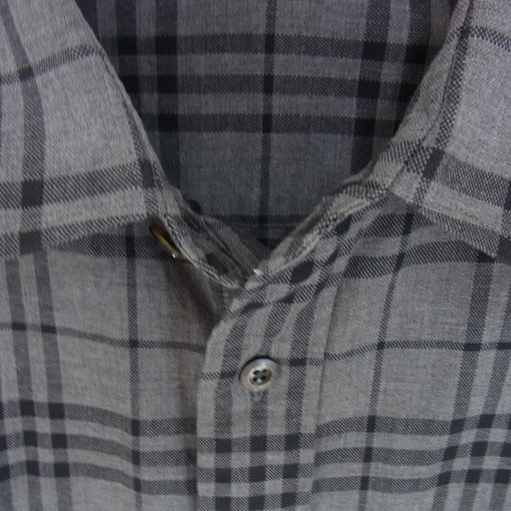 BURBERRY LONDON バーバリー ロンドン BBW82-703 長袖 チェック シャツ グレー系 M【中古】