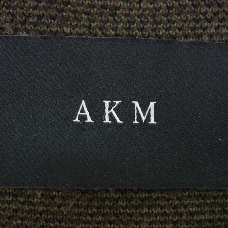 AKM エイケイエム K033 カモ柄 ボーダー ウール Vネック ニット セーター カーキ系 M【中古】