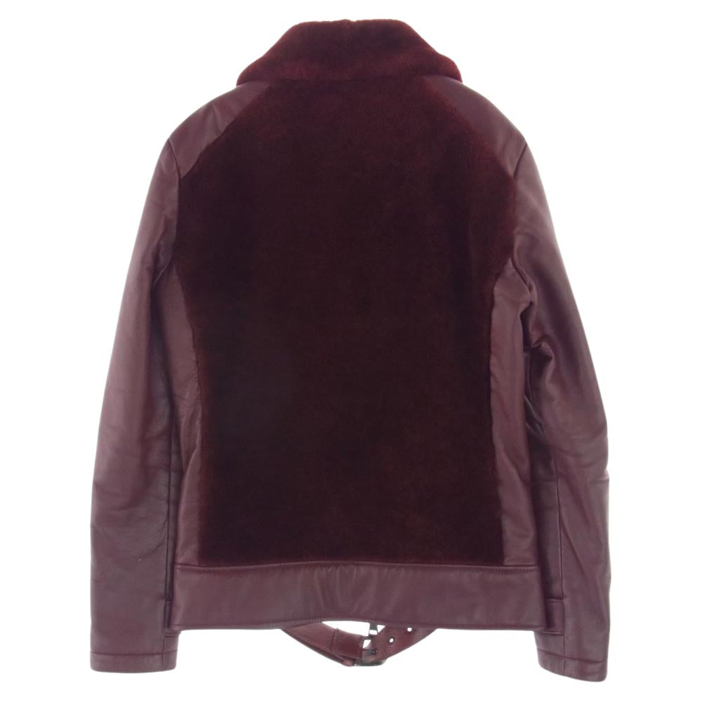 AKM エイケイエム Spanish Mouton Grizzly JK シルバー925バックル リアルムートン シープレザー グリズリー ジャケット ボルドー ワインレッド系 M【中古】