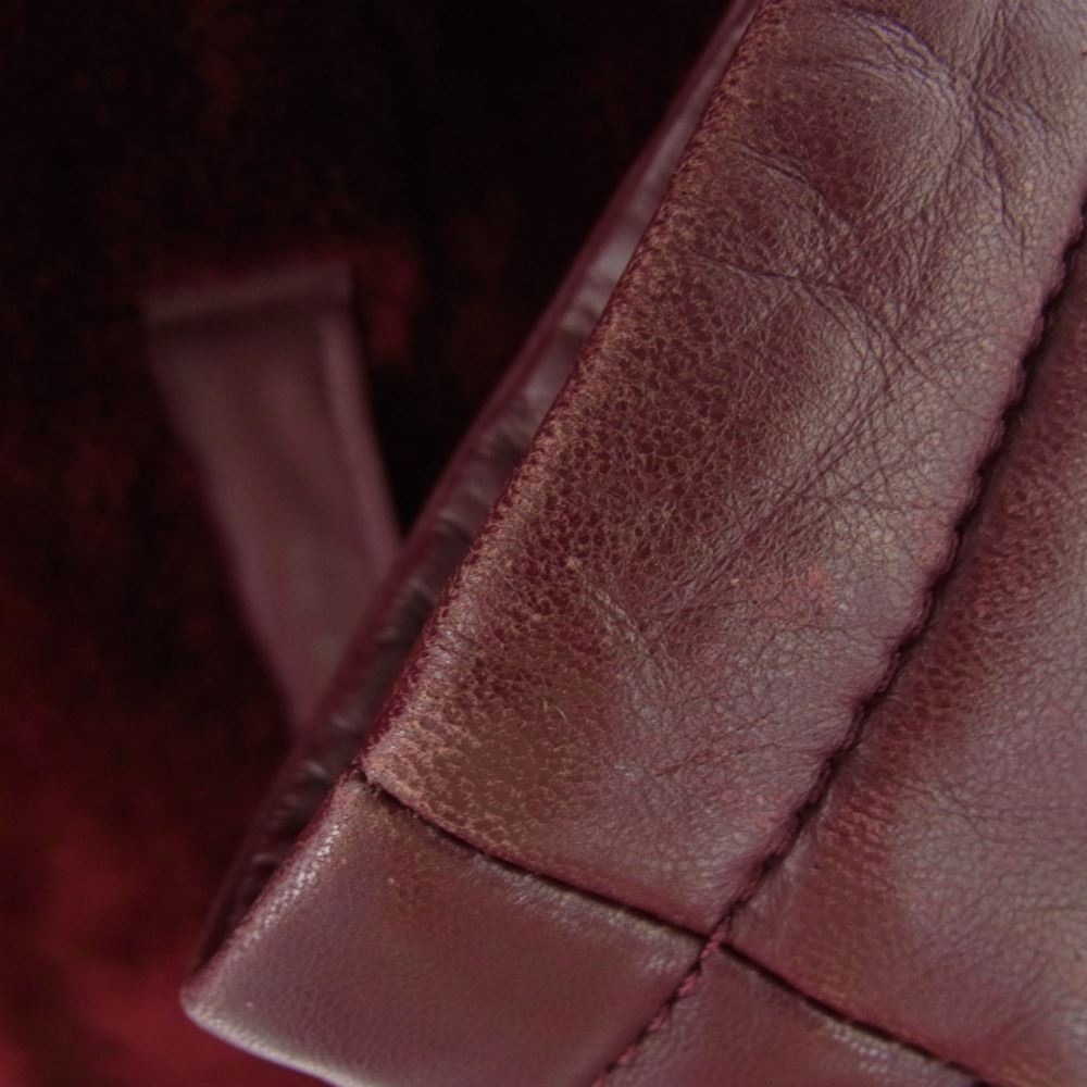 AKM エイケイエム Spanish Mouton Grizzly JK シルバー925バックル リアルムートン シープレザー グリズリー ジャケット ボルドー ワインレッド系 M【中古】