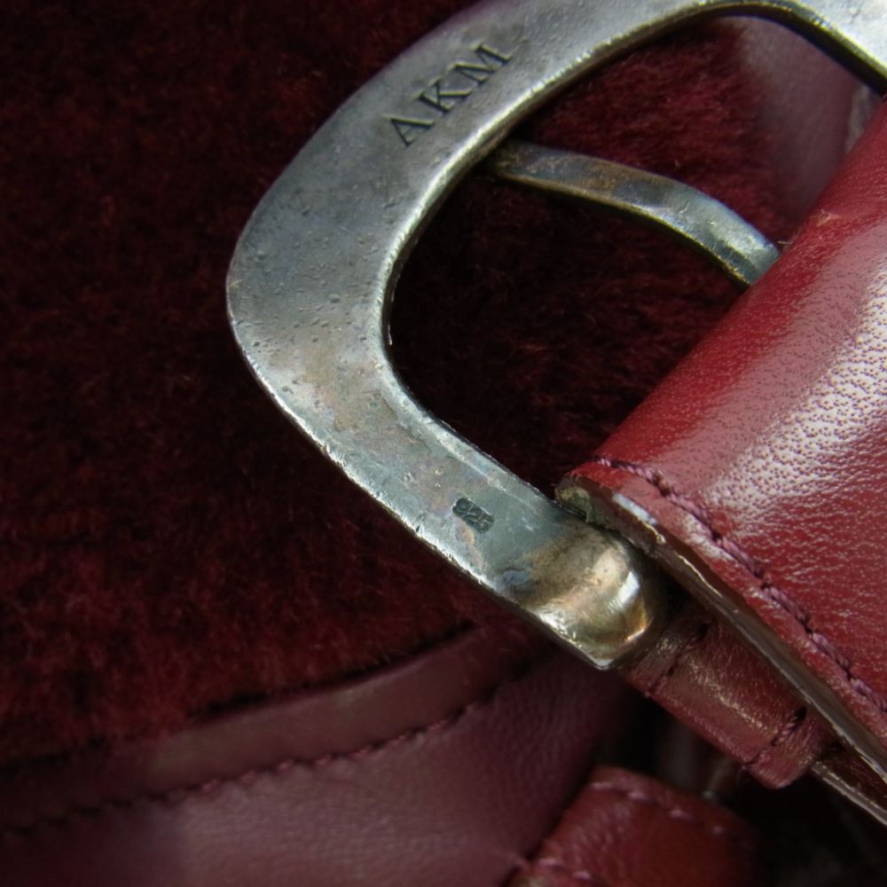 AKM エイケイエム Spanish Mouton Grizzly JK シルバー925バックル リアルムートン シープレザー グリズリー ジャケット ボルドー ワインレッド系 M【中古】