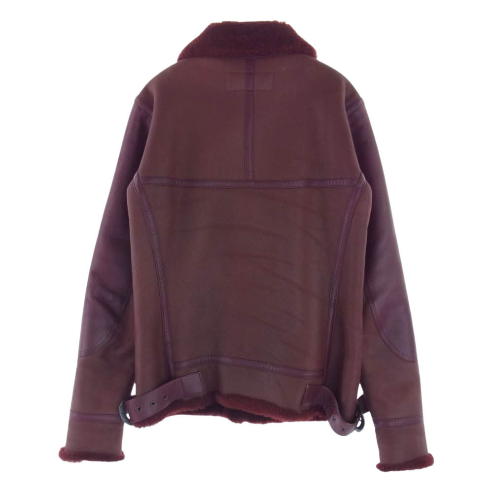 AKM エイケイエム B280 RIBA LAMB B-3 Spanish Mouton シルバー925バックル リアルムートン カーフレザー切替 フライトジャケット ボルドー ボルドー系 M【中古】
