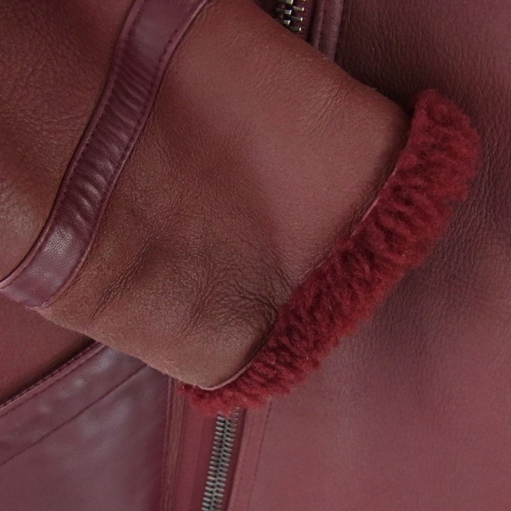 AKM エイケイエム B280 RIBA LAMB B-3 Spanish Mouton シルバー925バックル リアルムートン カーフレザー切替 フライトジャケット ボルドー ボルドー系 M【中古】