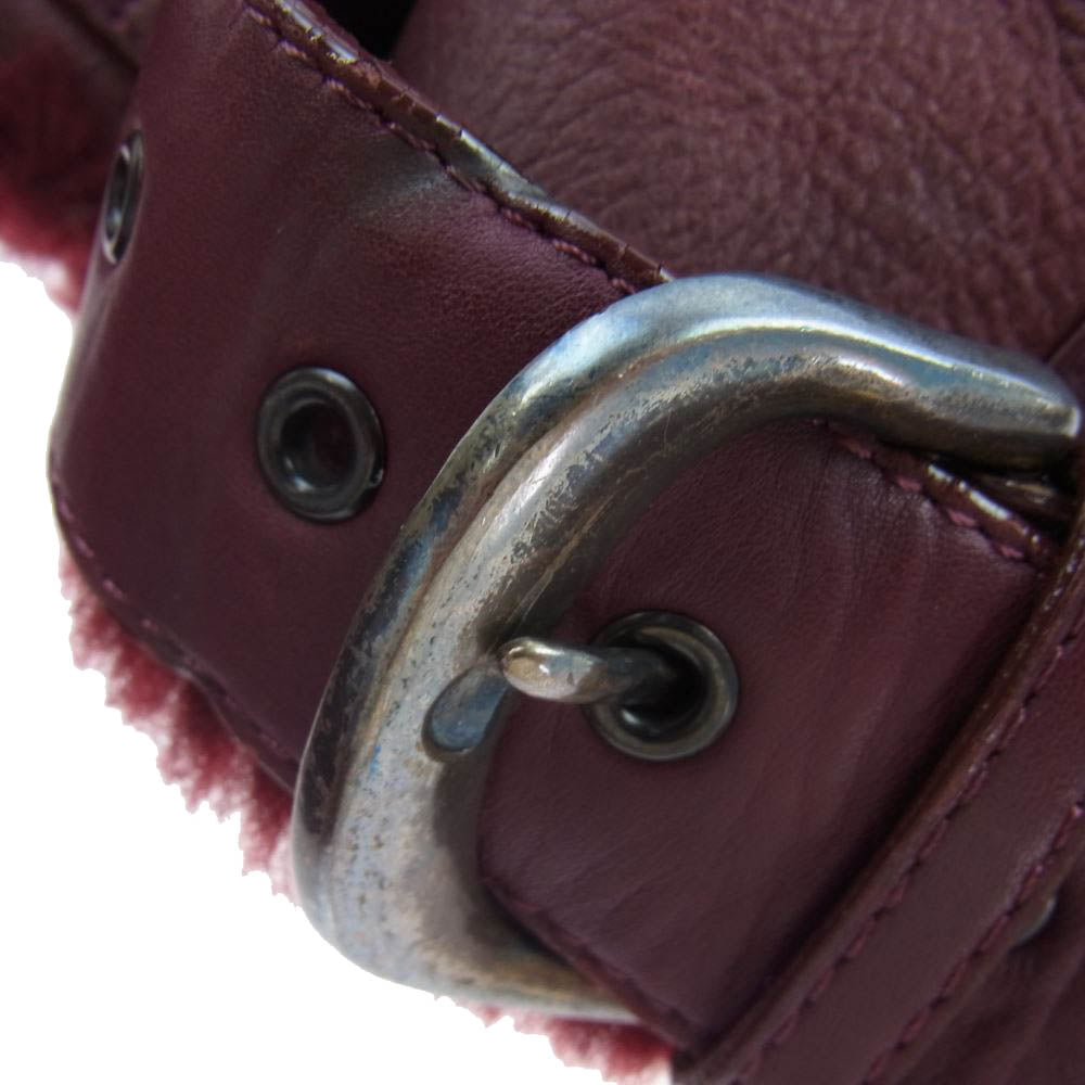 AKM エイケイエム B280 RIBA LAMB B-3 Spanish Mouton シルバー925バックル リアルムートン カーフレザー切替 フライトジャケット ボルドー ボルドー系 M【中古】