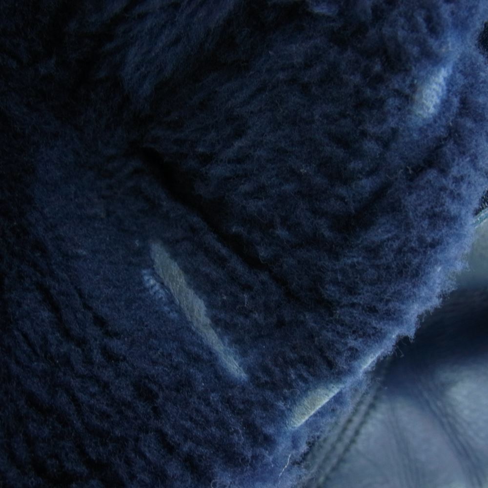 AKM エイケイエム B071 RIBA LAMB B-3 Spanish Mouton シルバー925バックル リアルムートン カーフレザー切替 フライトジャケット ネイビー ネイビー系 S【中古】