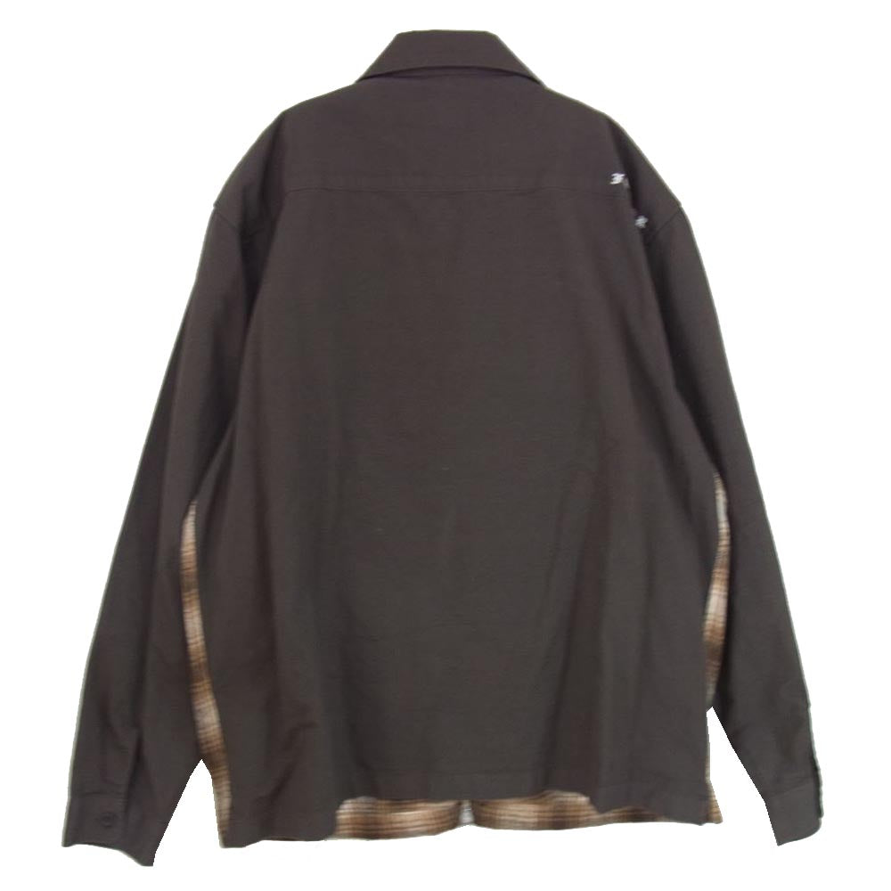 HUF ハフ DBC OMBRE ZIP SHIRT ロゴ刺繍 ウール コットン ジップ ジャケット ブラウン系 L【中古】