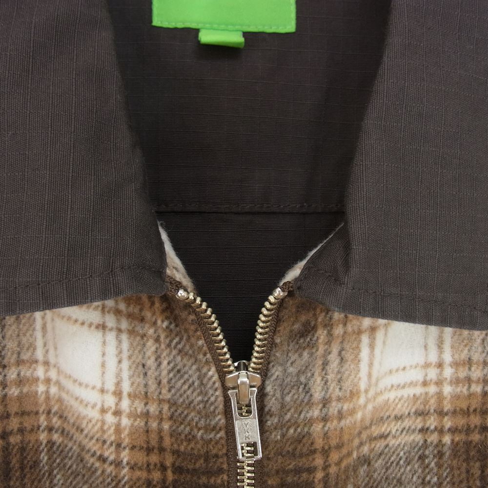 HUF ハフ DBC OMBRE ZIP SHIRT ロゴ刺繍 ウール コットン ジップ ジャケット ブラウン系 L【中古】