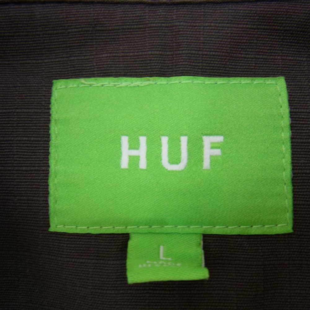 HUF ハフ DBC OMBRE ZIP SHIRT ロゴ刺繍 ウール コットン ジップ ジャケット ブラウン系 L【中古】