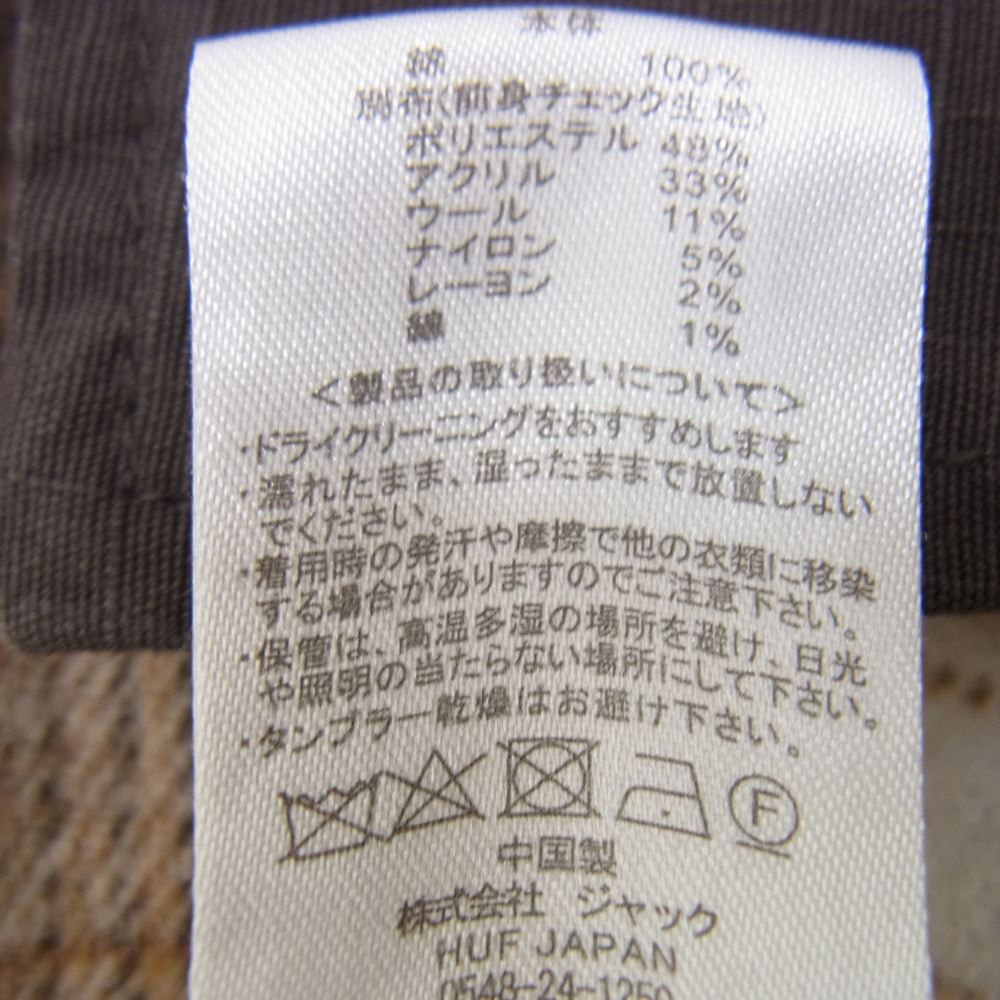 HUF ハフ DBC OMBRE ZIP SHIRT ロゴ刺繍 ウール コットン ジップ ジャケット ブラウン系 L【中古】